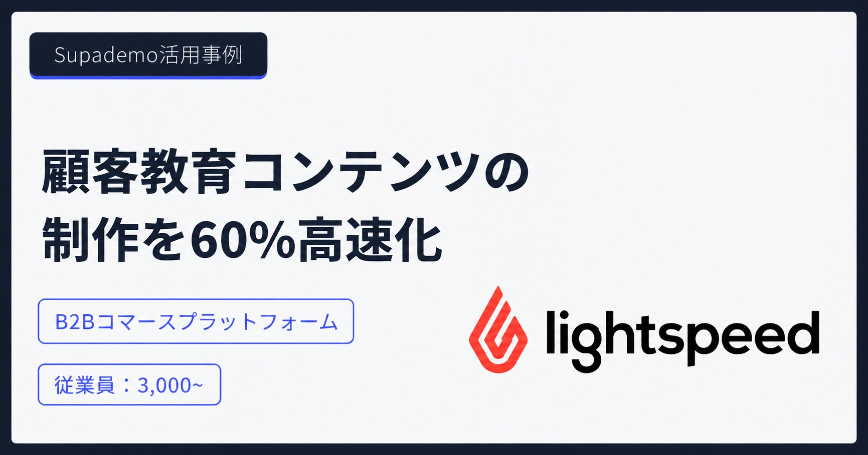 Supademo活用事例:Lightspeed — 顧客教育コンテンツの制作を60%高速化。B2Bコマースプラットフォーム、従業員3,000名以上