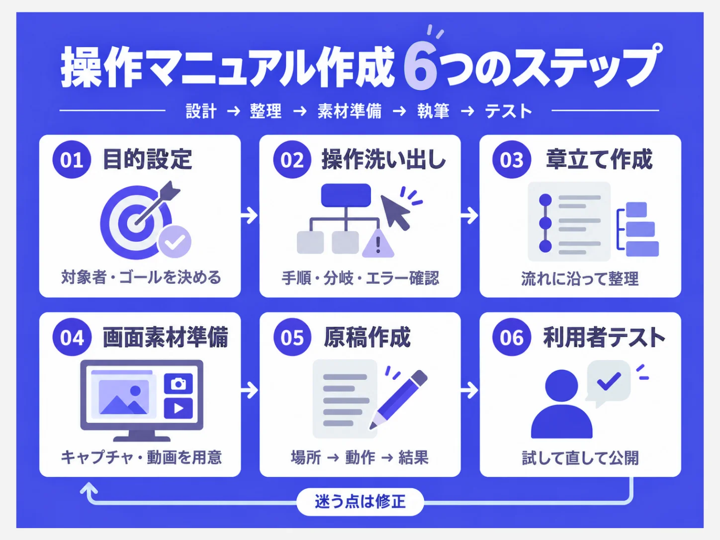 操作マニュアルを作成する6つのステップ
